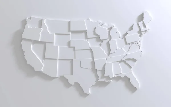 Amerikai Egyesült Államok Térkép Fehér Alapon Üres Amerikai Terület Szintű — Stock Fotó