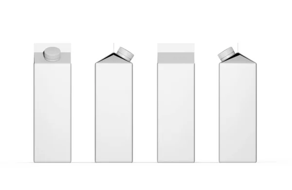 Termék Csomagolás Render Italpapír Doboz Készlet Mockup Illusztráció Fehér Kartondoboz — Stock Fotó