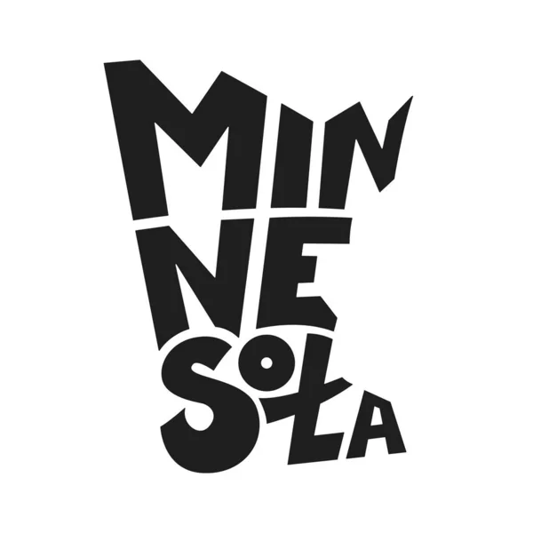 Minnesota Schriftzug Vektor Illustration Vereinzeltes Schwarz Weißes Staatslogo Logotype Länderabdruck — Stockvektor