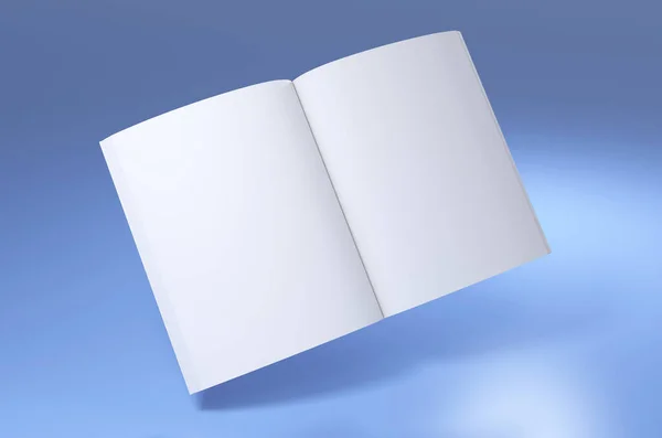 Libro Vuoto Diffusione Bianco Mockup Rendering Illustrazione Blocco Note Trasparente — Foto Stock