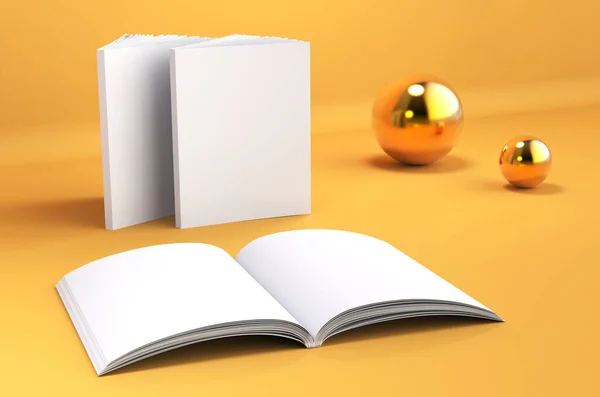 Libro Vuoto Diffusione Mockup Rendering Illustrazione Blocco Note Trasparente Aperto — Foto Stock