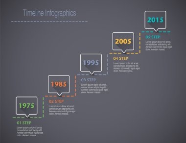 Zaman çizelgesi Infographic işaretçiler ve metin ile birlikte