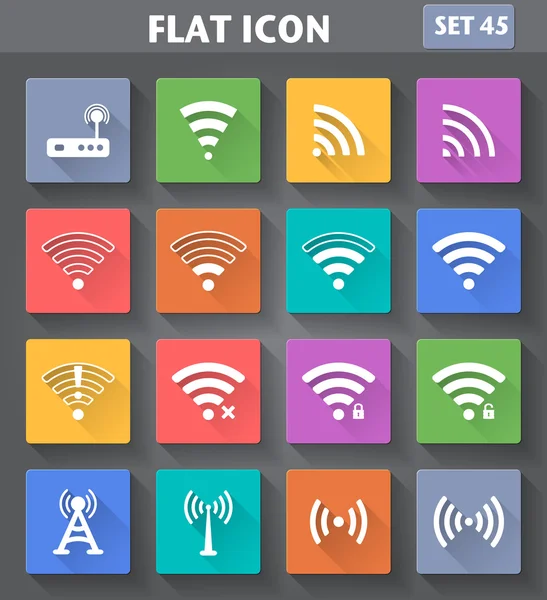 Aplicación vectorial Conjunto de iconos inalámbricos y Wifi — Vector de stock