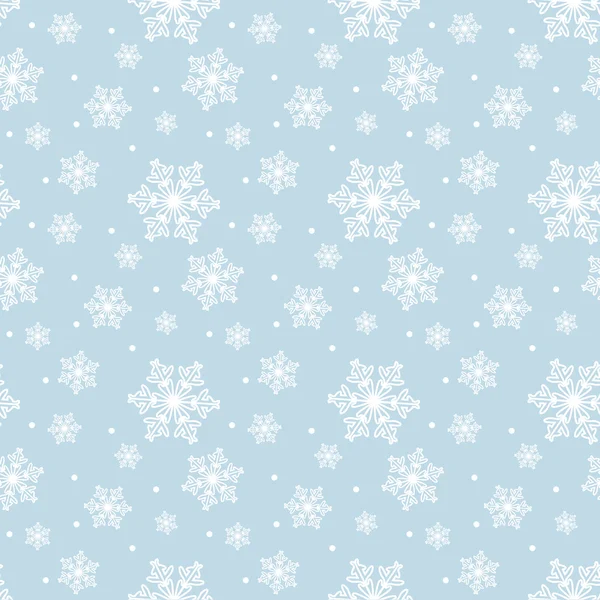 Patrón azul sin costuras con copos de nieve — Vector de stock