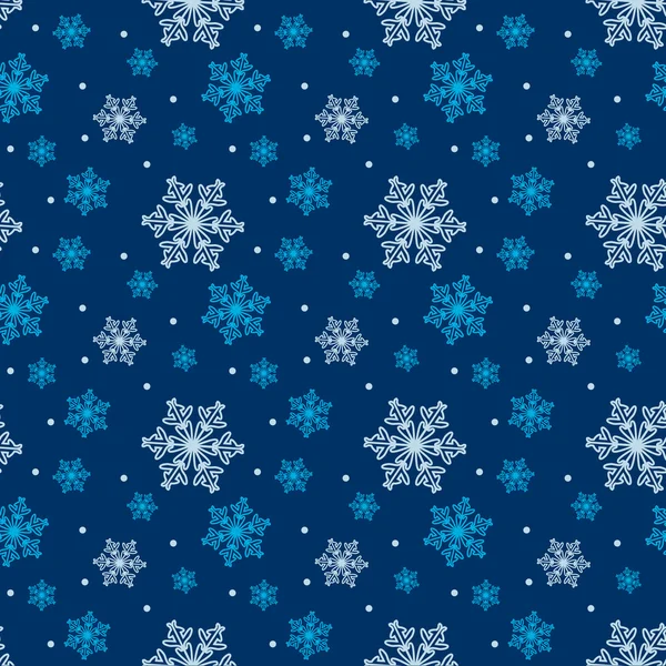 Patrón azul sin costuras con copos de nieve — Vector de stock