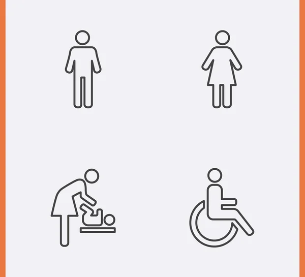 Restroom Icons thin line style — Stock Vector