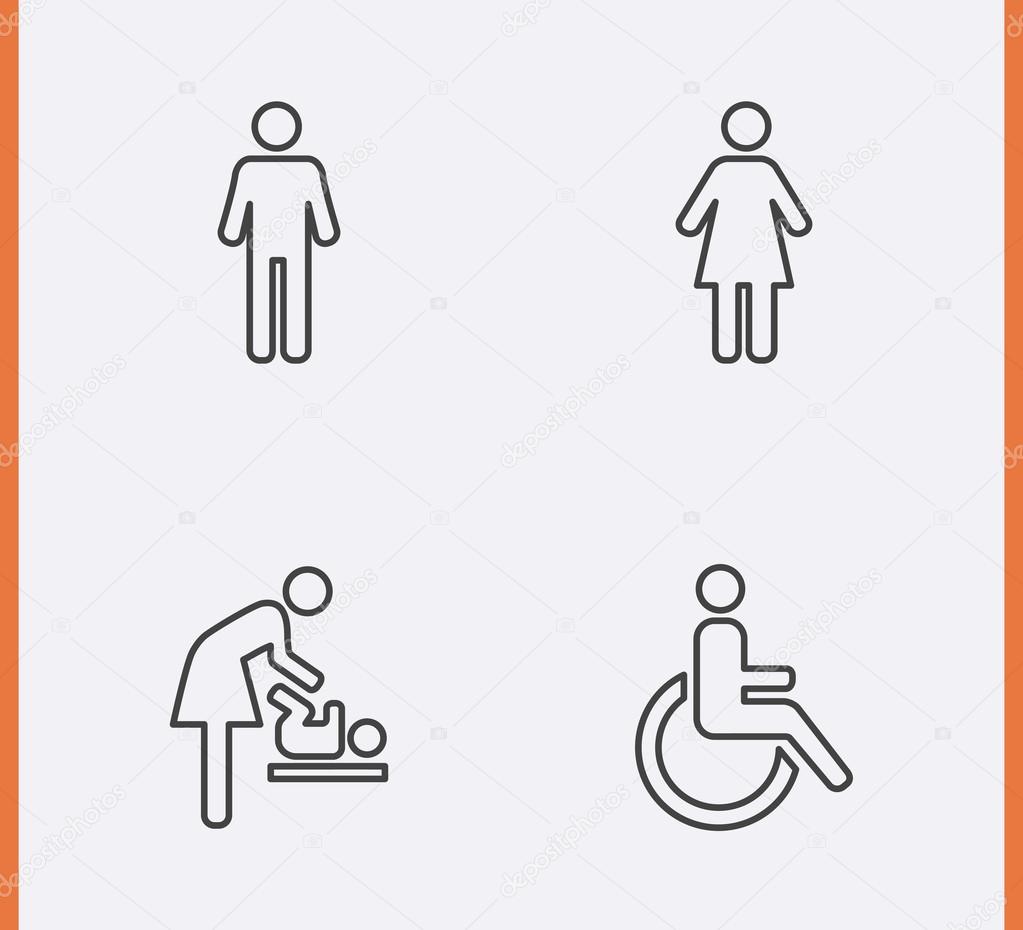 Restroom Icons thin line style