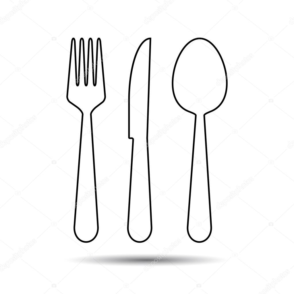 Knife, Fork and Spoon thin line style