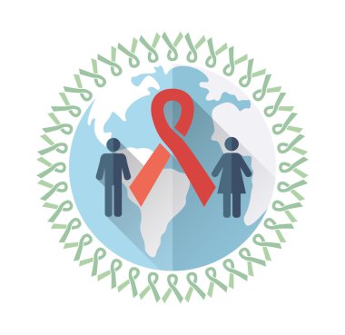 Dünya AIDS günü. Kavramı küre ve kurdele ile
