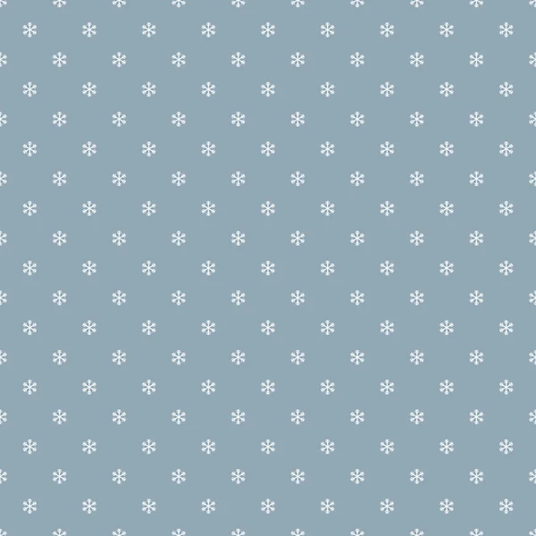 Sömlös polka dot blå mönster med snöflingor. — Stock vektor