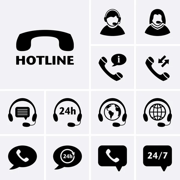 Hotline támogatás ikonok — Stock Vector