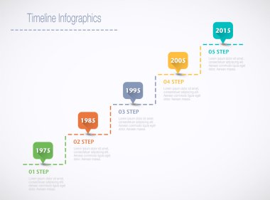 zaman çizelgesi Infographic işaretçiler ve retro tarzı metin