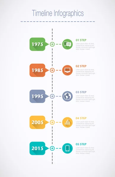 Tidslinjen infographic med pekare och text i retrostil — Stock vektor