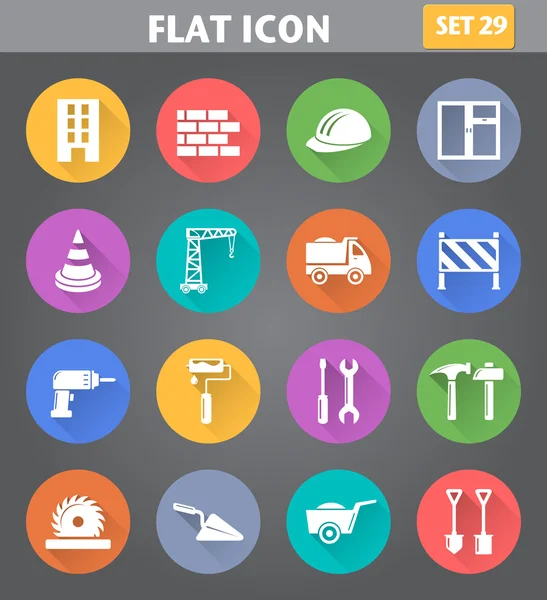 Building, Construction and Tools Icons set in flat style — Stock Vector