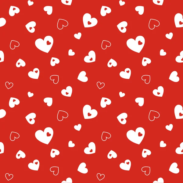 Seamless red pattern with hearts — Stock Vector