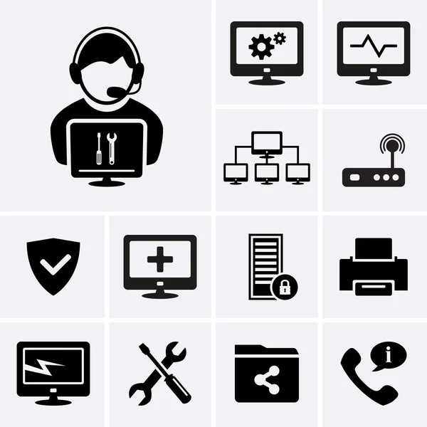 Computer technician icons. — Stock Vector