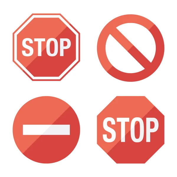 Stop sign, set. Flat design. — Stock Vector