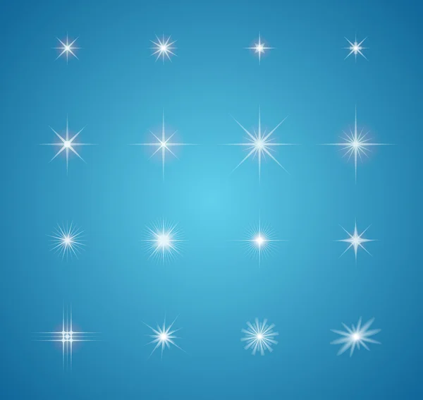 Set of glowing light effect stars bursts Stock Illustration