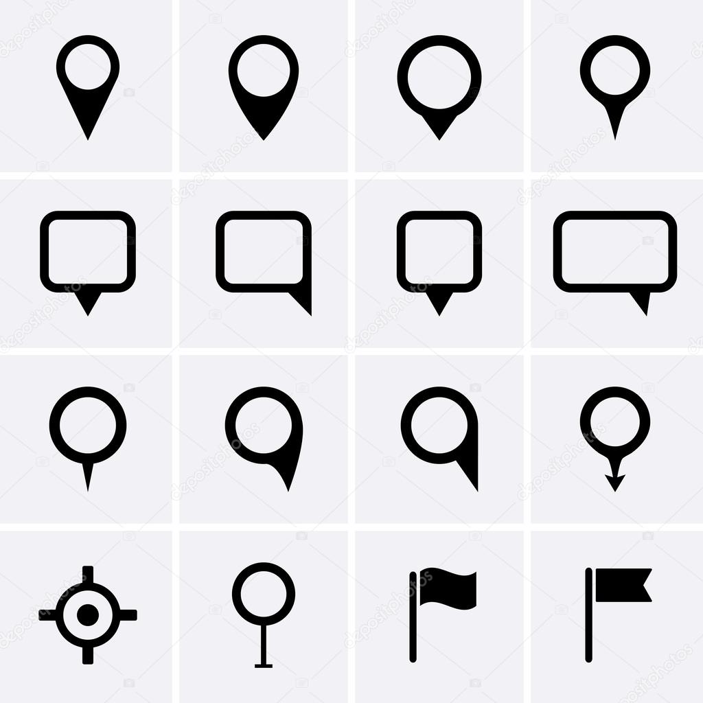 Map pointer icons set
