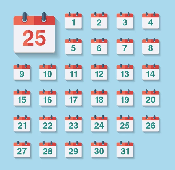 Flat kalender ikoner — Stock vektor