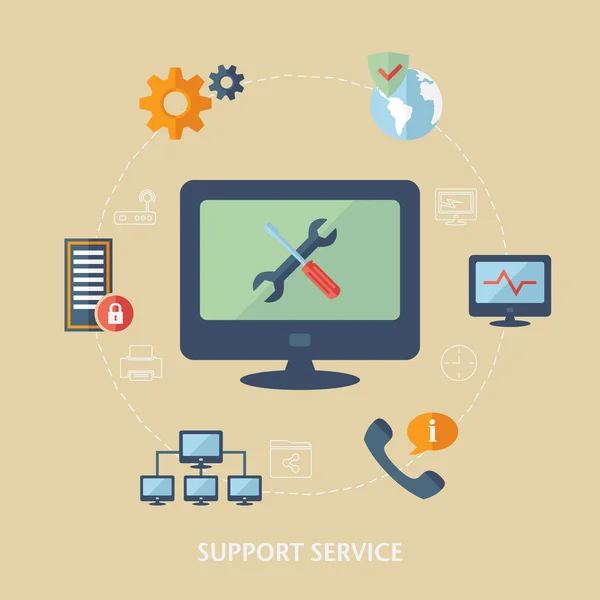 Concept for computer support. Computer technician icons. Royalty Free Stock Illustrations