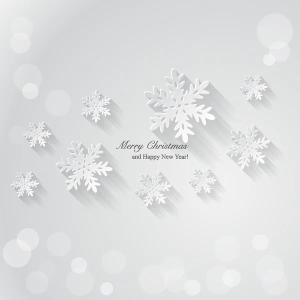 Jul bakgrund med pappers snöflingor. — Stock vektor