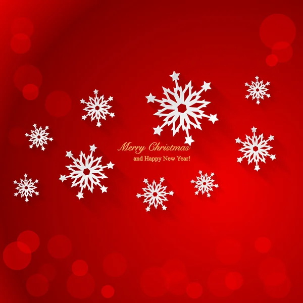 Red Christmas background with paper snowflakes. — Stock Vector