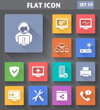 Vektör uygulama bilgisayar teknisyen Icons set