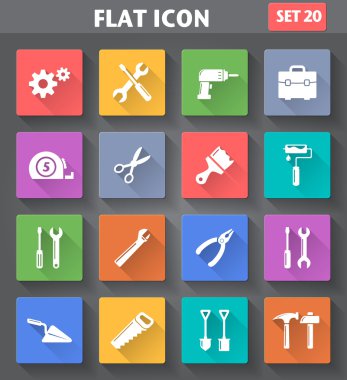 Düz stil vektör uygulama araçları Icons set