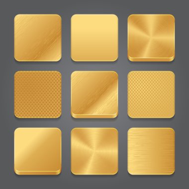 App simgeleri arka plan ayarlayın. Altın metal düğme simgeleri