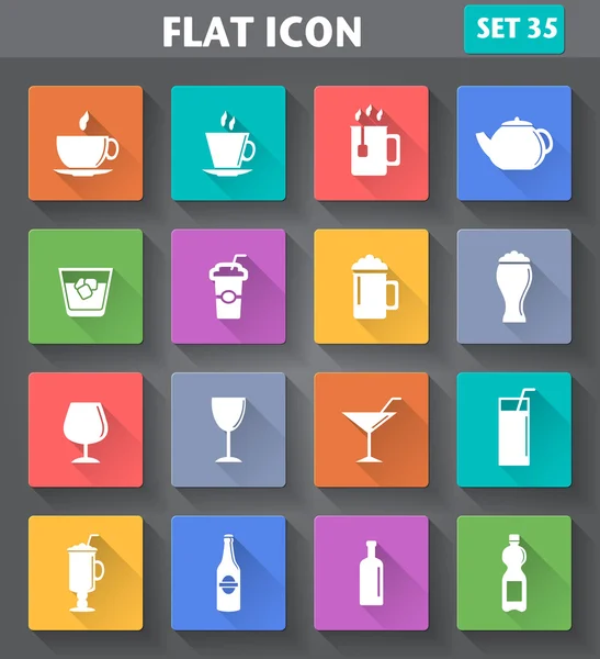 Vektorové ikony aplikací nápoje podle plochý — Stockový vektor