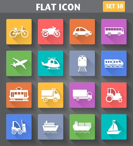 Vector application Transport Icons set in flat style — Stock Vector