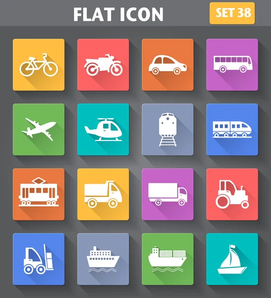 Application vectorielle Icônes de transport réglées dans un style plat — Image vectorielle