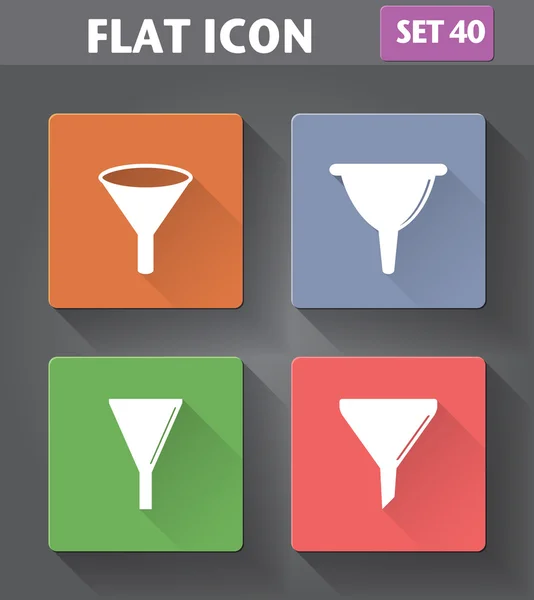 Filtro de aplicación vectorial, conjunto de iconos de embudo — Vector de stock