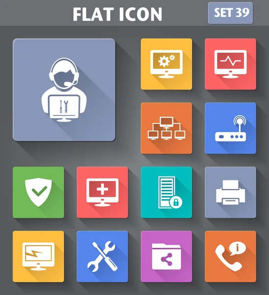 Vektör uygulama bilgisayar teknisyen Icons set