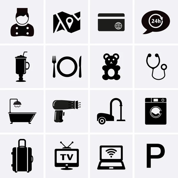 Hotel Services and Facilities Icons. Set 1 — Stock Vector