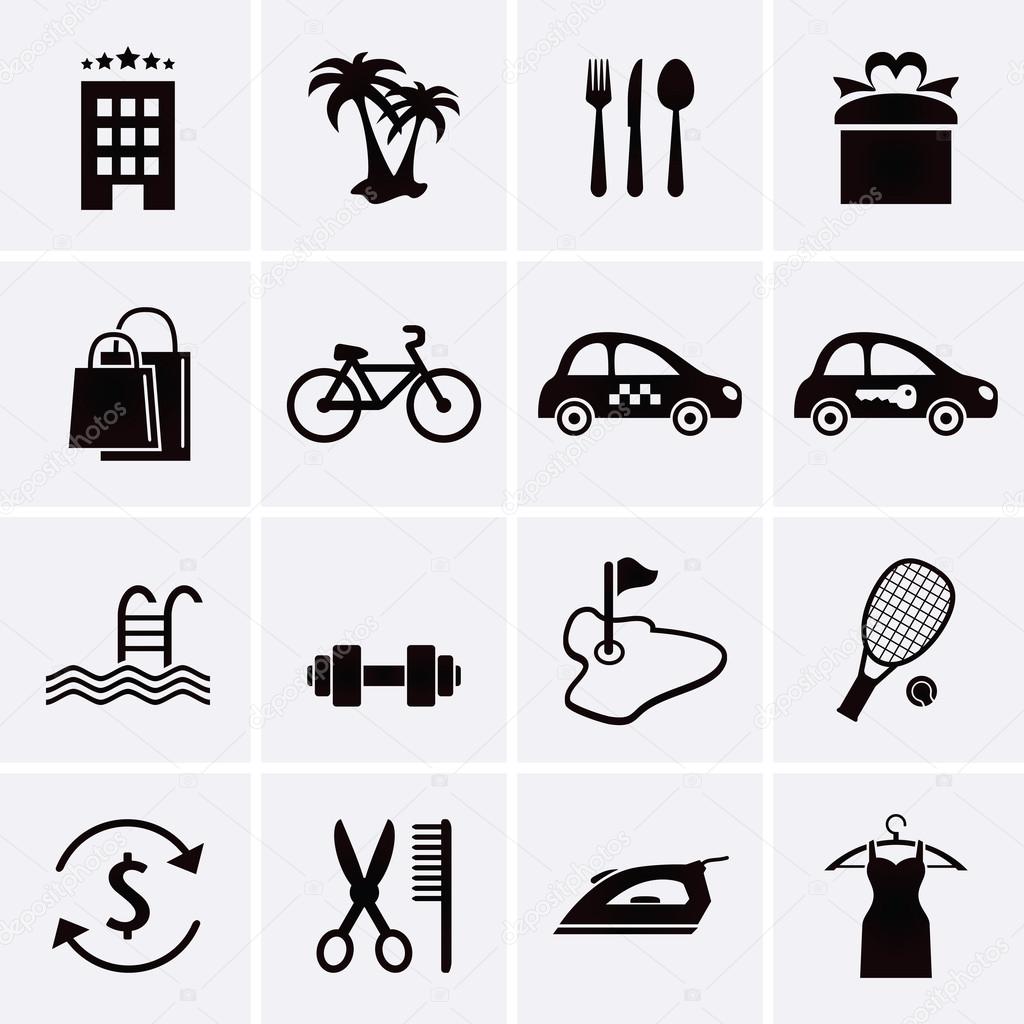Hotel Services and Facilities Icons. Set 3.