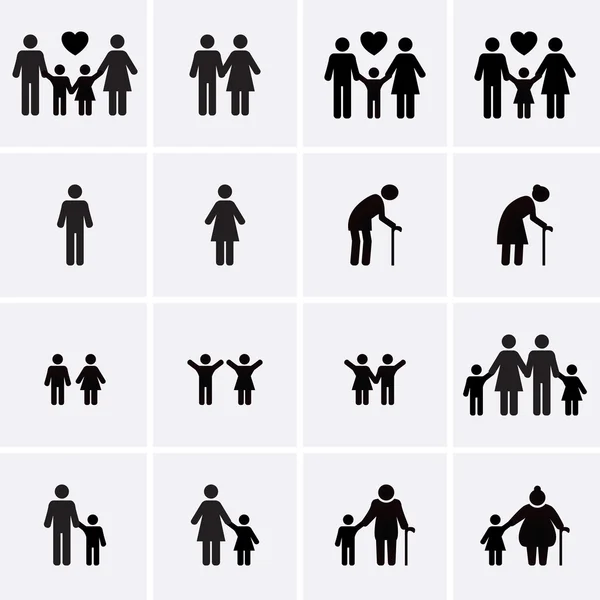 Iconos familiares — Vector de stock