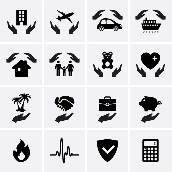 Insurance Hand Icons — Stock Vector