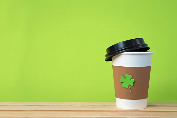 Take away cup with shamrock — Stock Photo, Image