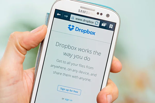 Registro de Dropbox en la página principal —  Fotos de Stock