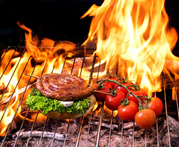 Grill concept with flare on background — Stock Photo, Image