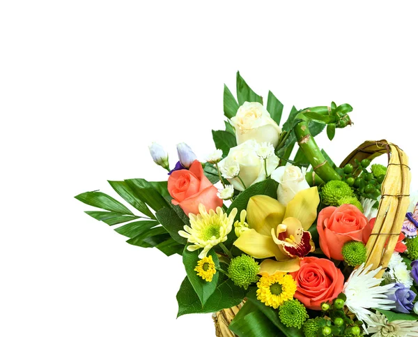 Flower bouquet in basket — Stock Photo, Image