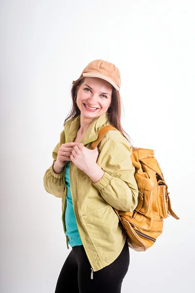 Mulher feliz turista — Fotografia de Stock