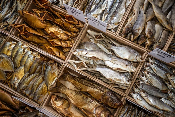 Dried fish at market — Stock Photo, Image