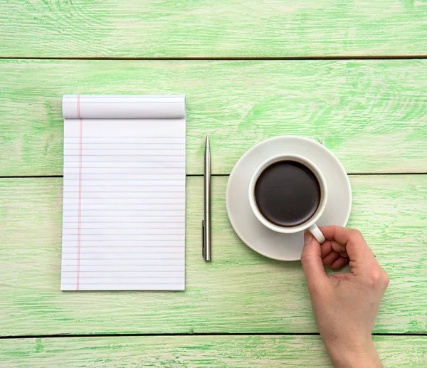 Koffie en notebook — Stockfoto