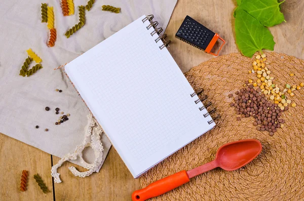 Blank page of notebook for recipes — Stock Photo, Image