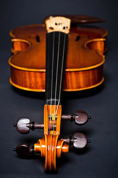 Violino sobre fundo preto — Fotografia de Stock