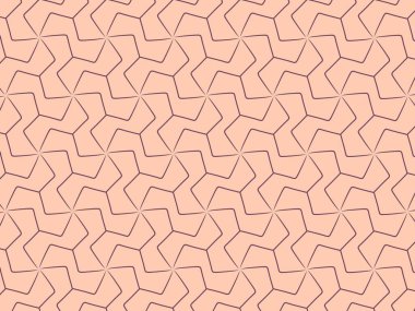 Fayans ve duvar dekorasyonu için geometrik bir çizim. Pembe arkaplanda kahverengi çizgiler.