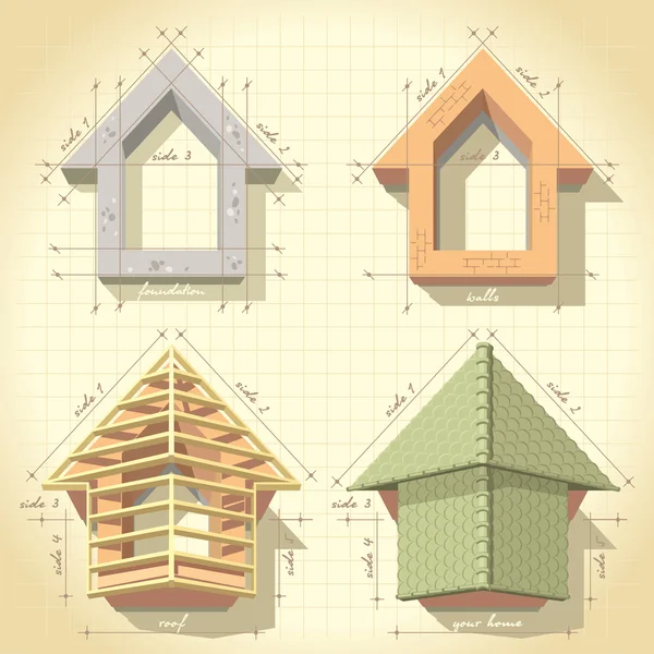 Dibujo de construir una casa — Archivo Imágenes Vectoriales